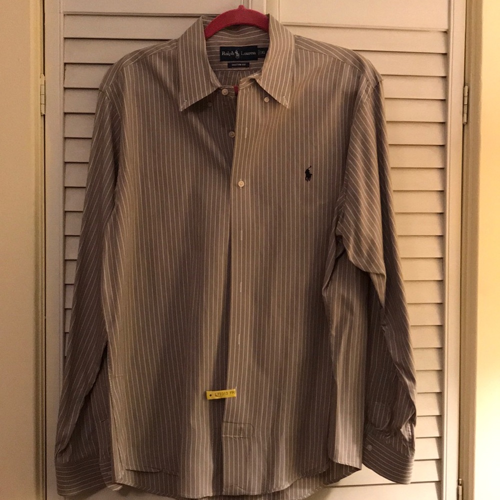 Ralph Lauren Custom Fit Grey Striped Dress Shirt